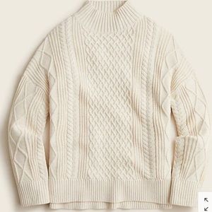 NWT Cotton Cableknit Mockneck Sweater